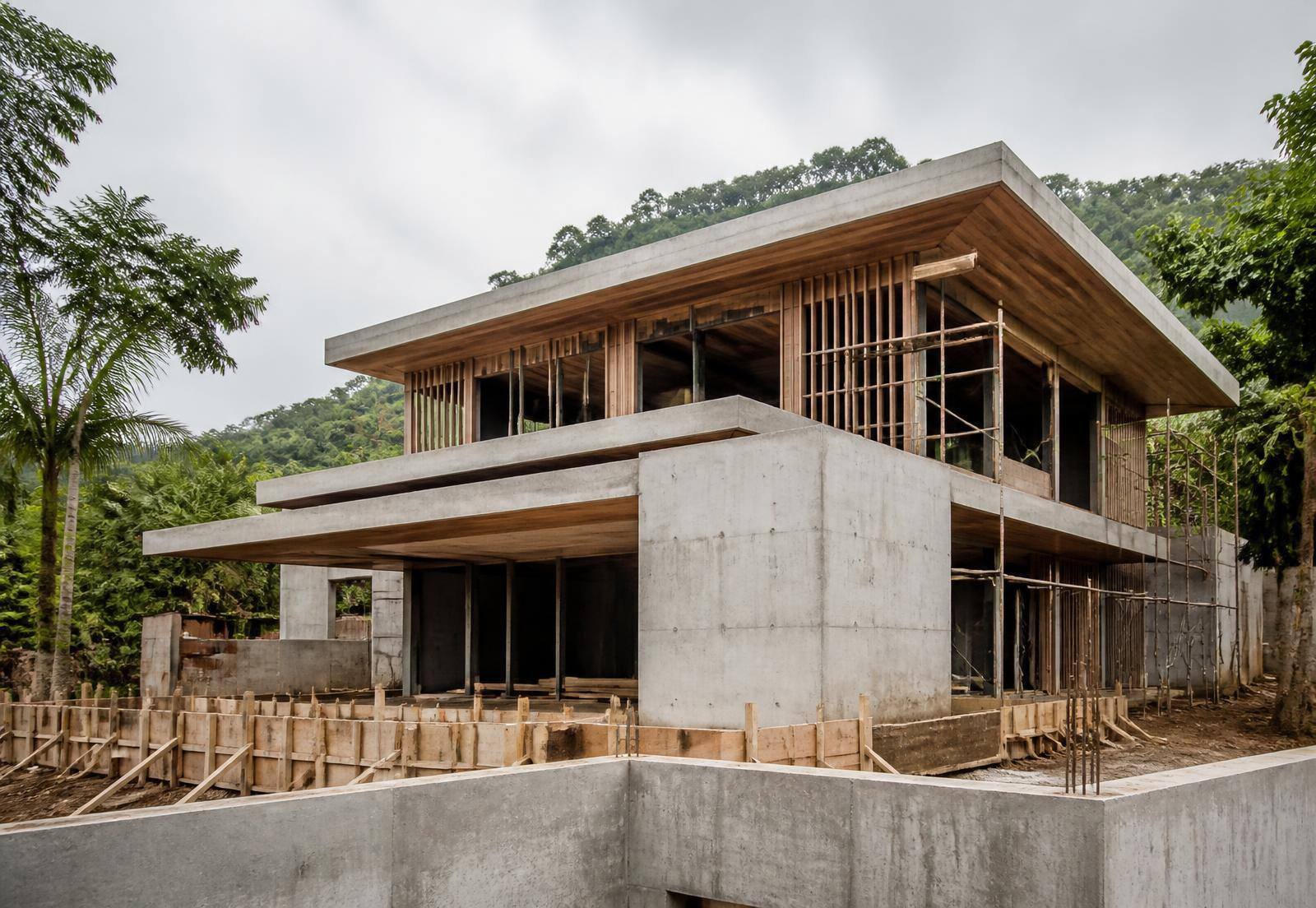 Casa en construcción en las montañas de Costa Rica